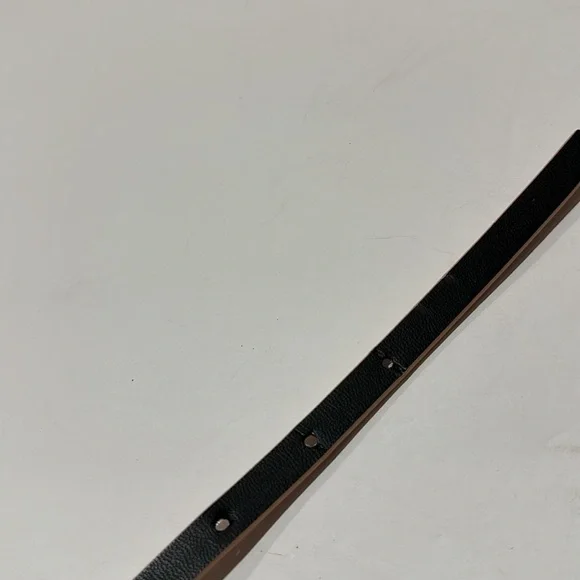 Tan/nude ultra skinny 3/8” belt with silver toned buckle 29-33” - Picture 7 of 8